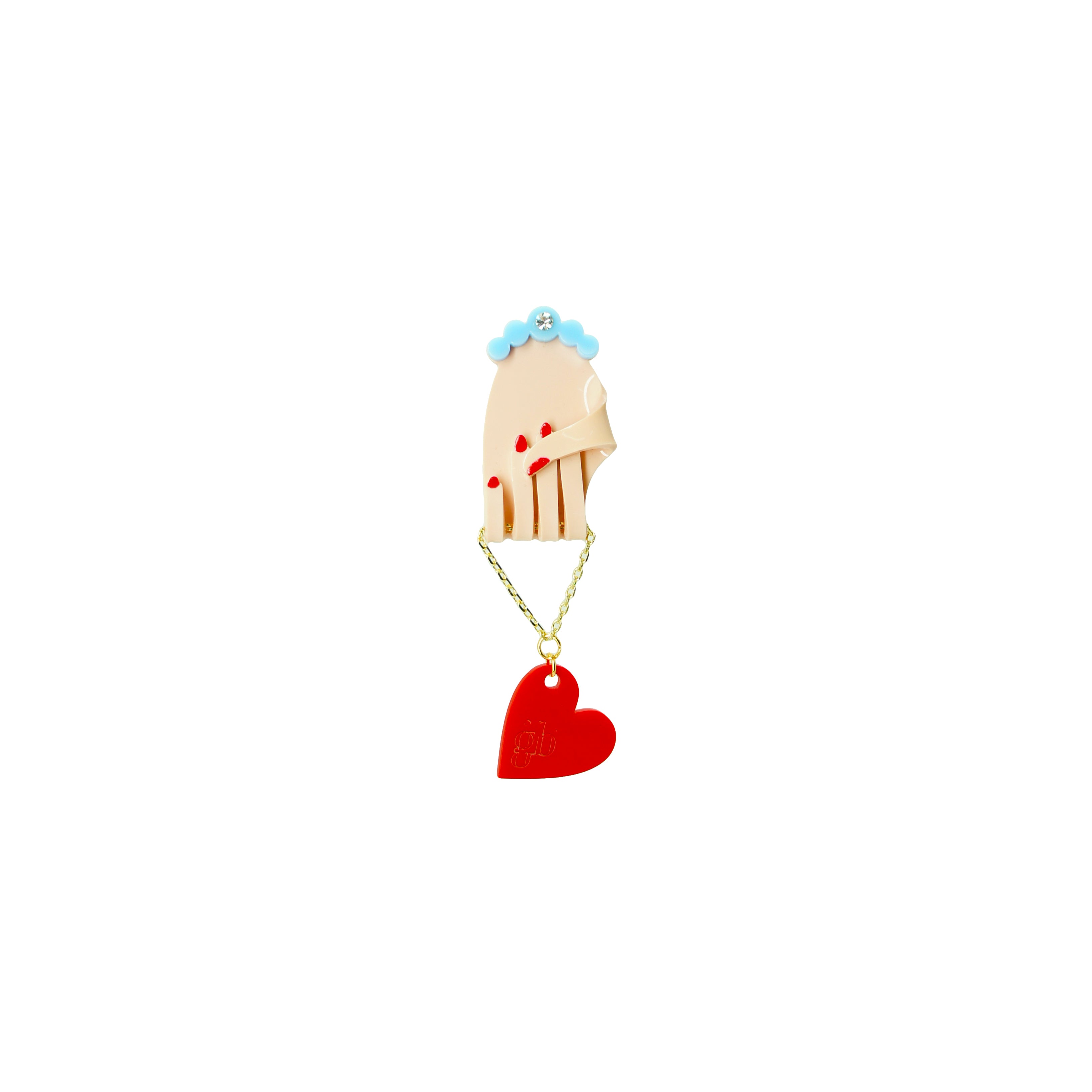 MINI HAND AND HEART BROOCH