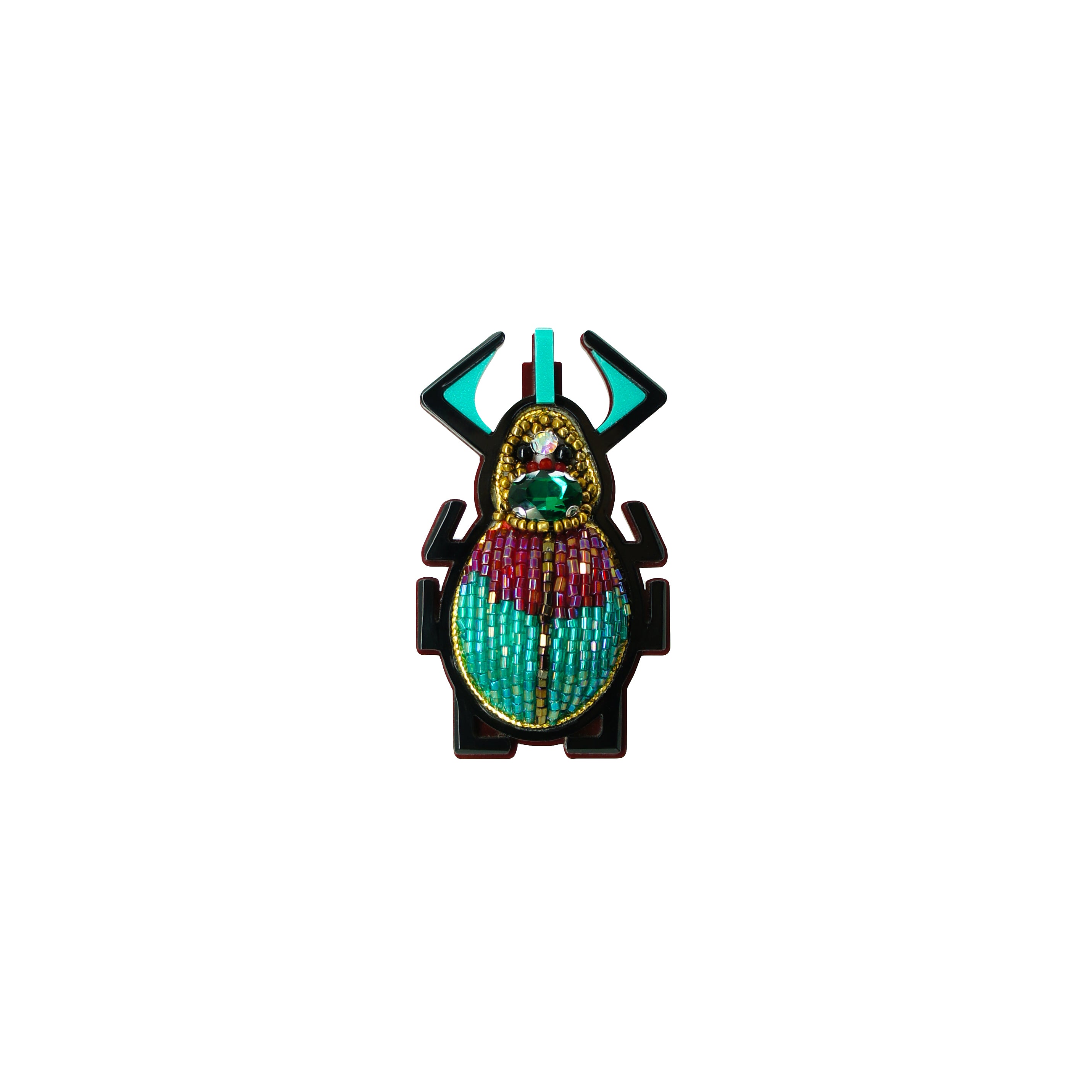 EMBROIDERED SCARAB BROOCH