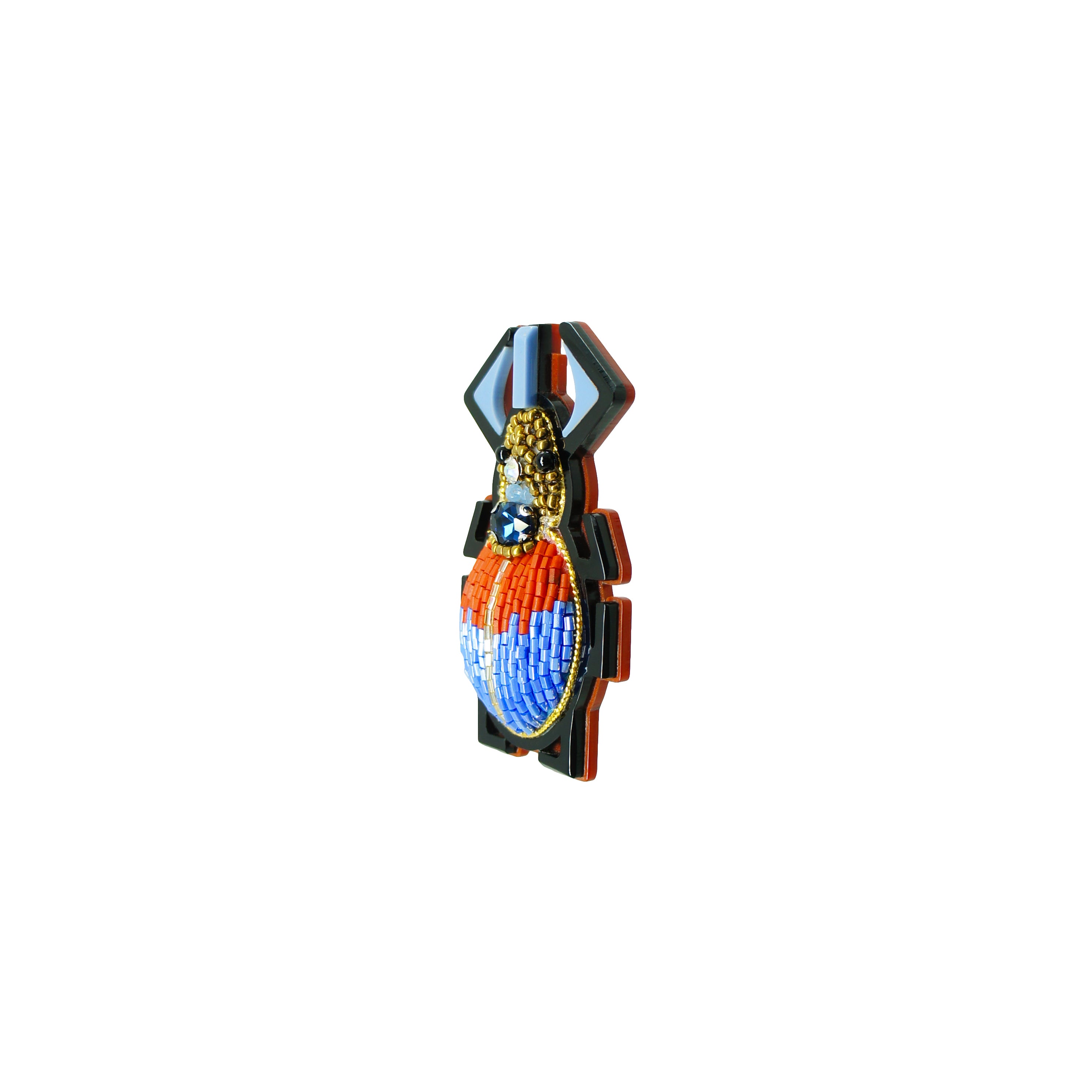 EMBROIDERED SCARAB BROOCH