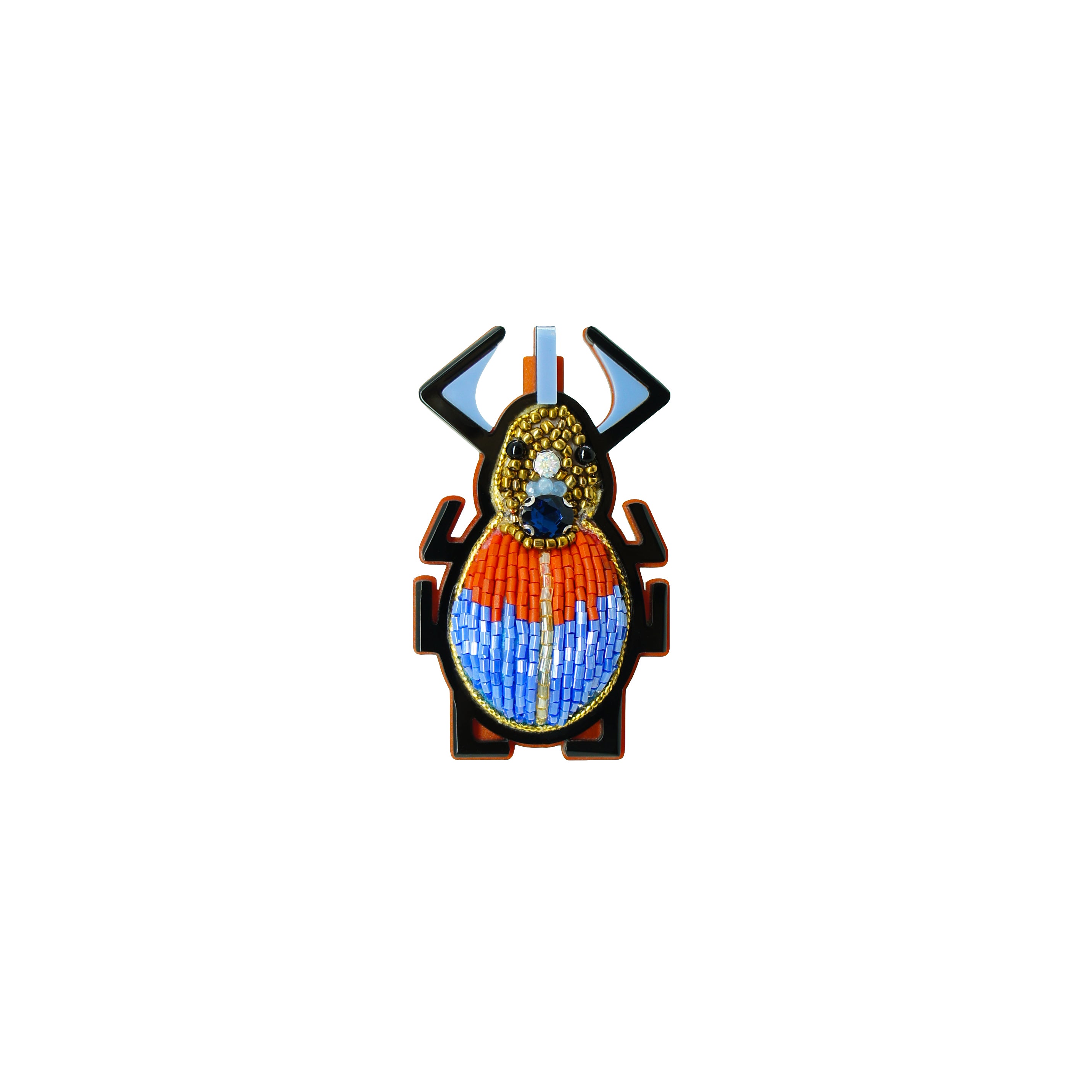EMBROIDERED SCARAB BROOCH