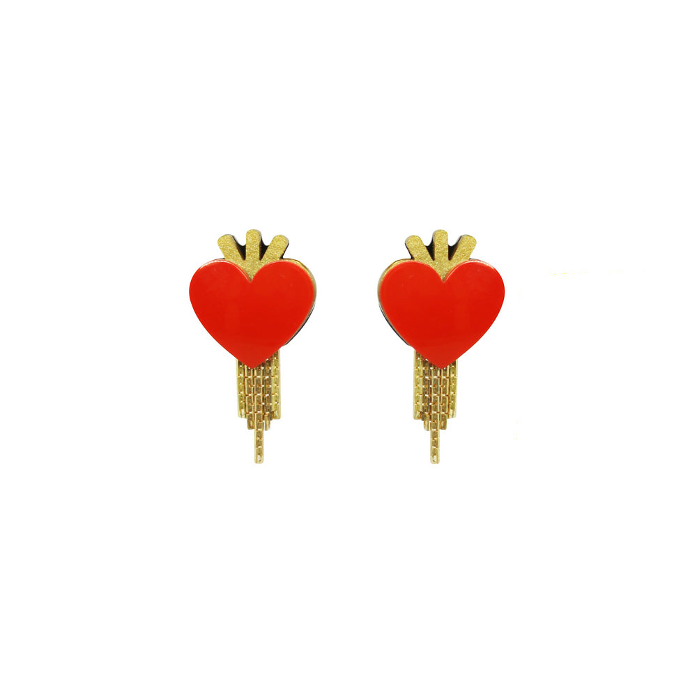 HEART FRINGE EARRING P