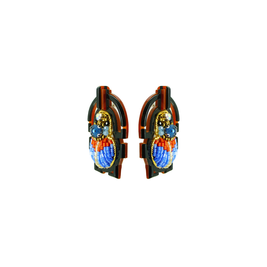 EMBROIDERED SCARAB EARRING