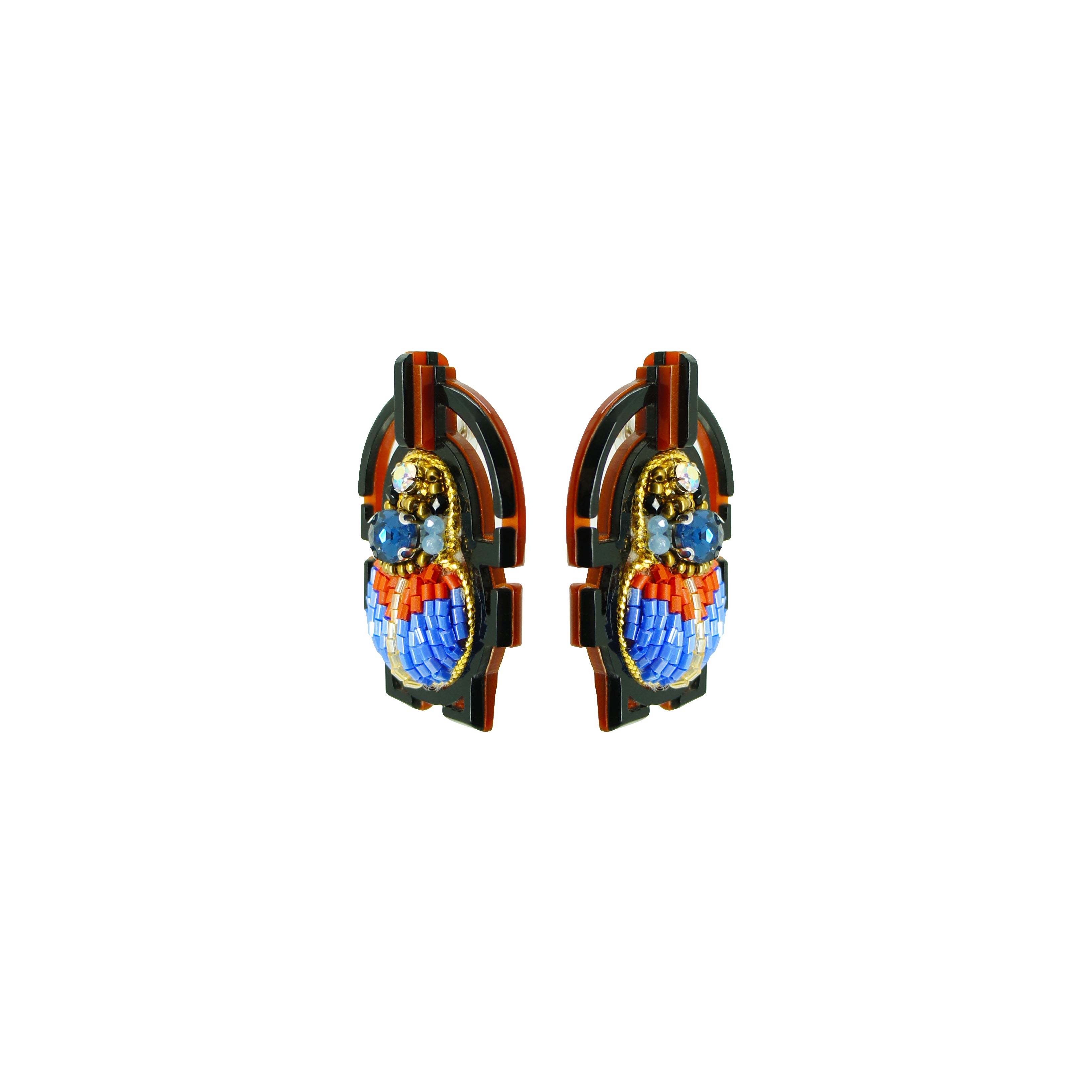 EMBROIDERED SCARAB EARRING