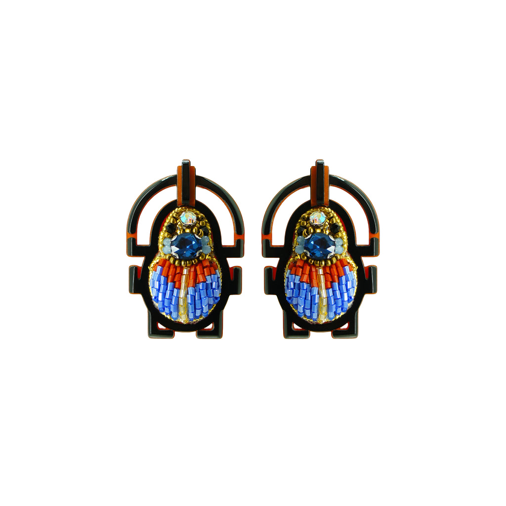 EMBROIDERED SCARAB EARRING