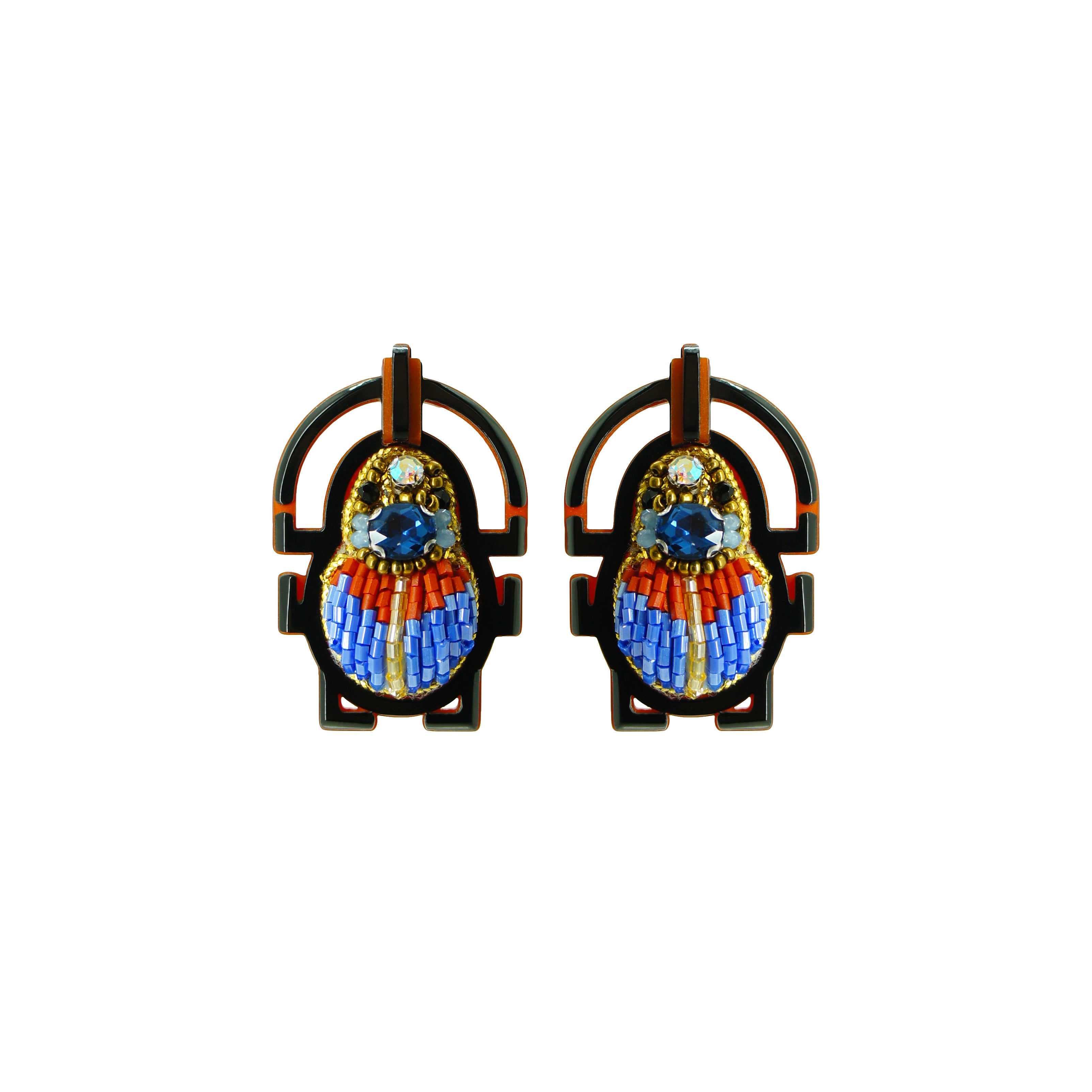 EMBROIDERED SCARAB EARRING