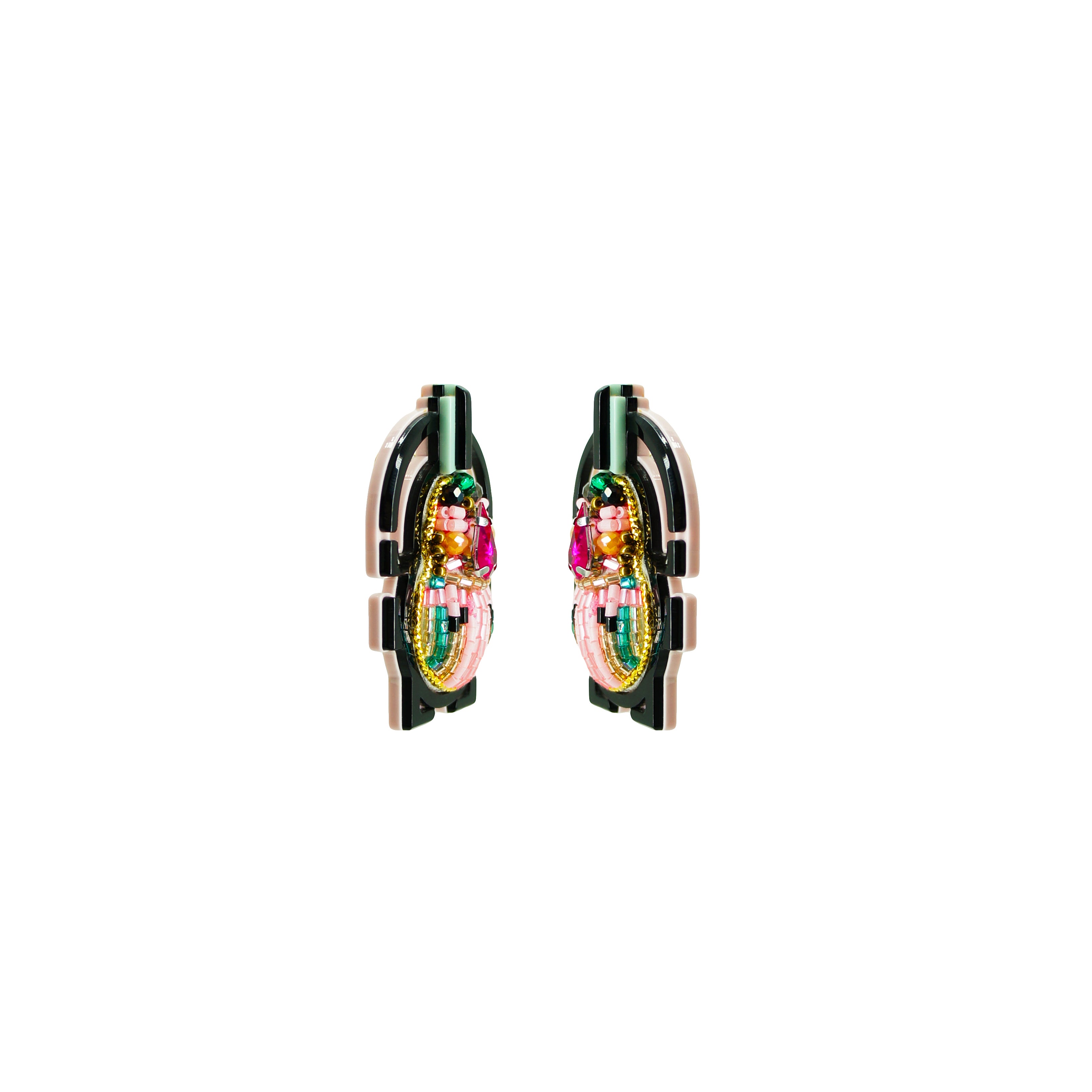 EMBROIDERED SCARAB EARRING