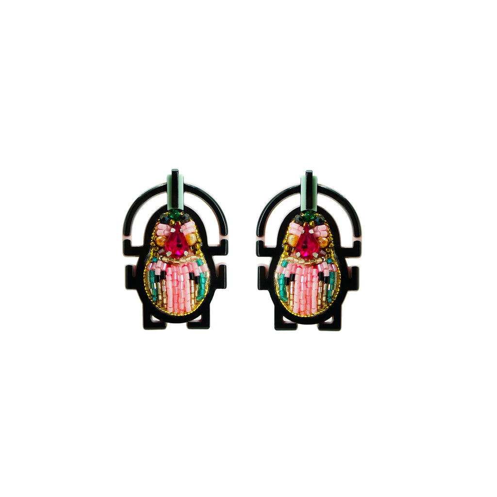 EMBROIDERED SCARAB EARRING