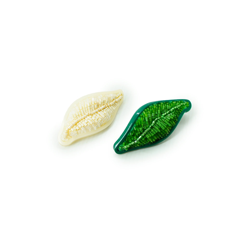 EMBROIDERED LEAF EARRING