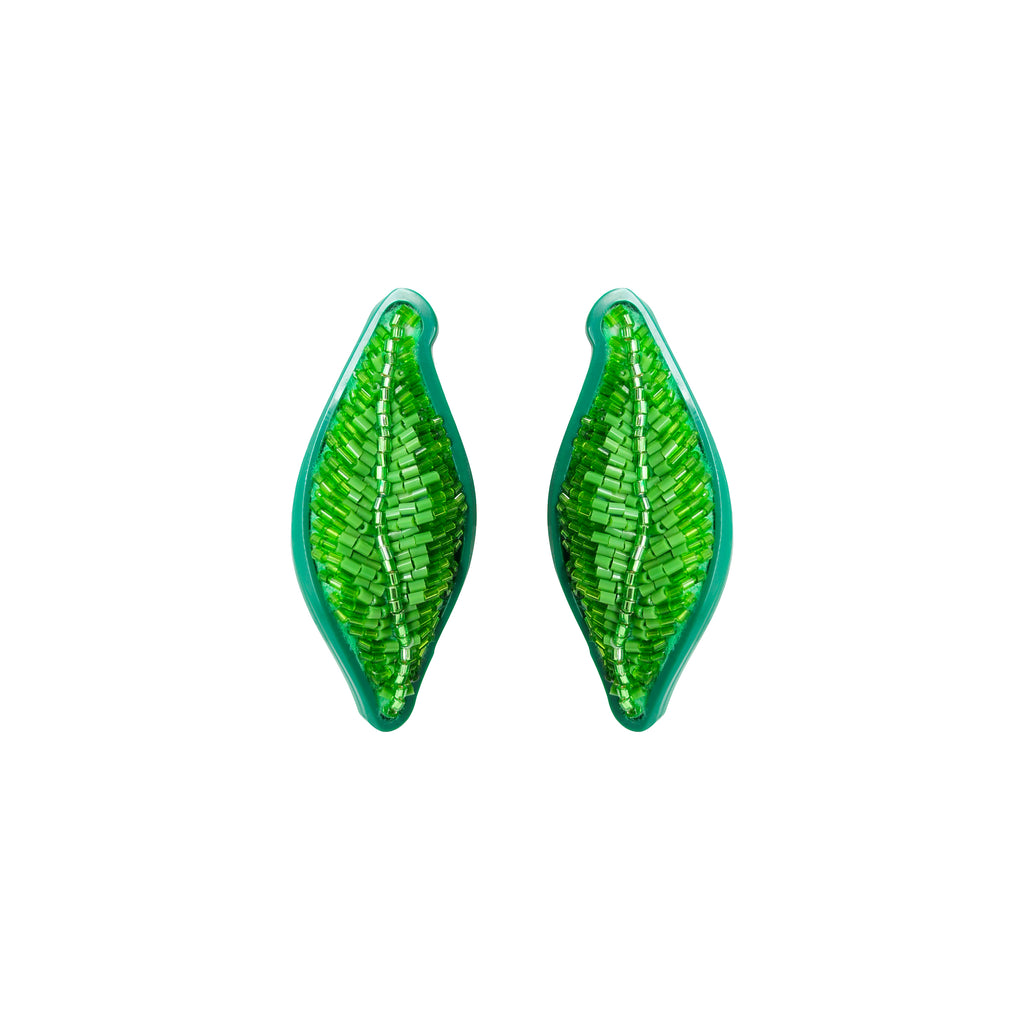 EMBROIDERED LEAF EARRING