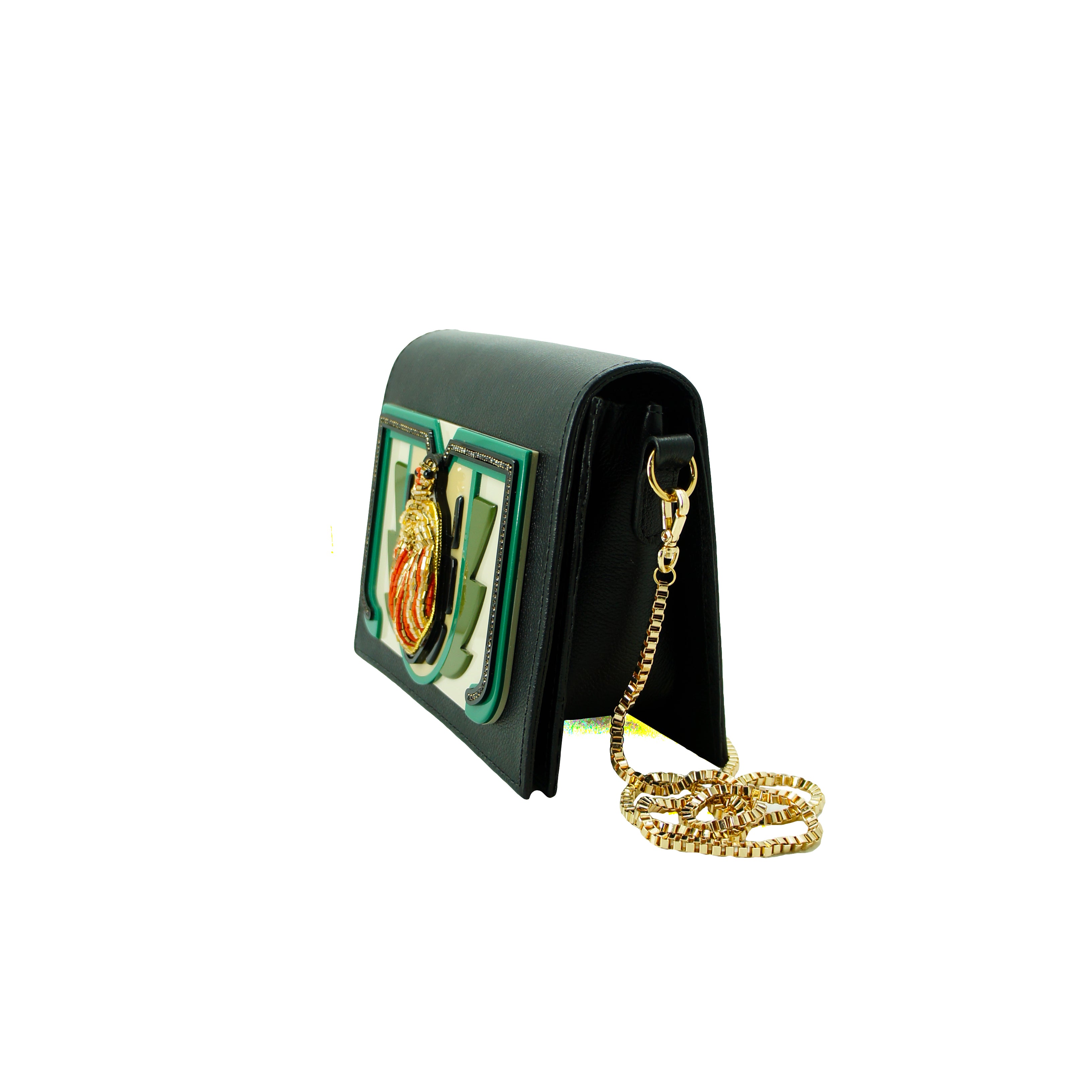 SCARAB EMBROIDERED LEATHER BAG