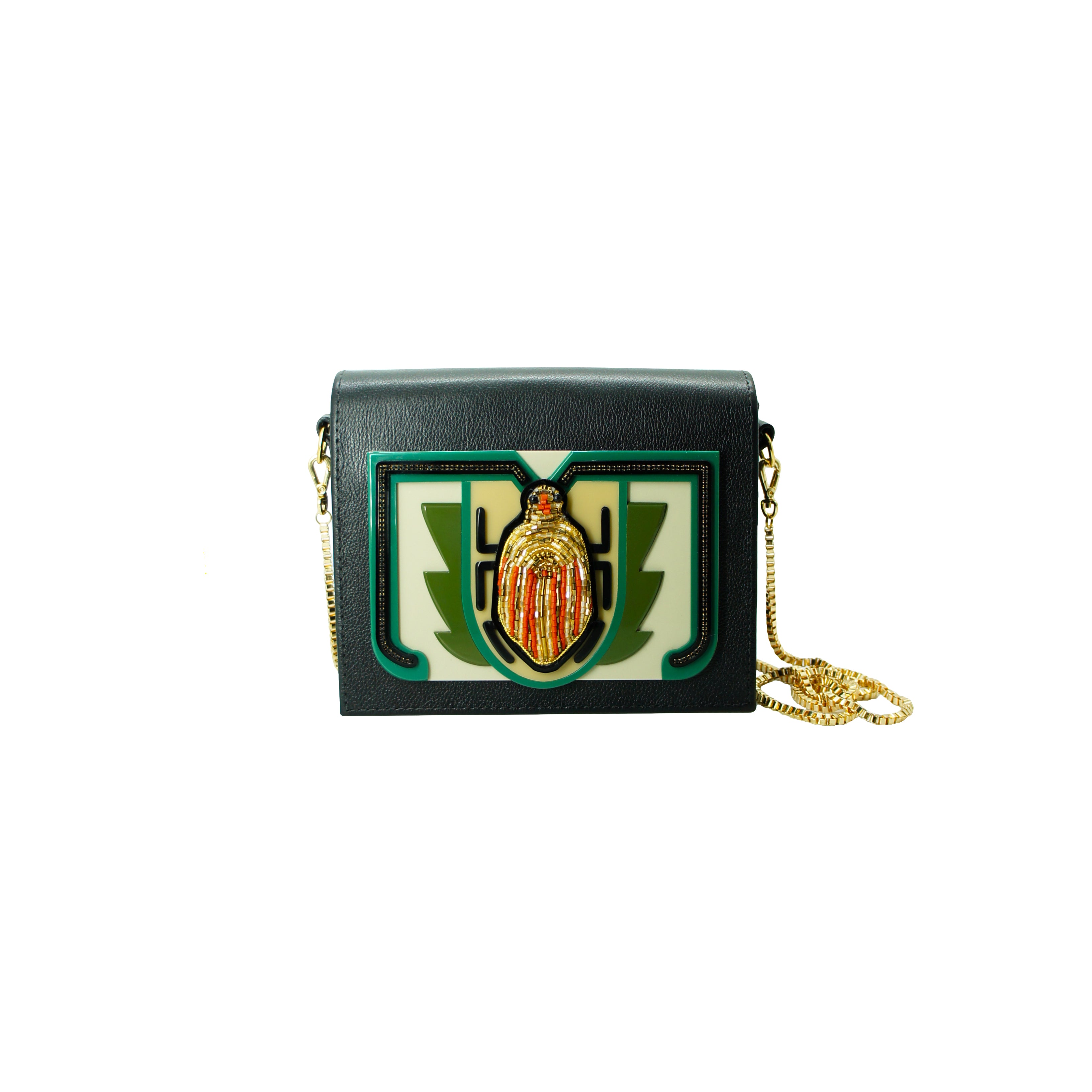 SCARAB EMBROIDERED LEATHER BAG