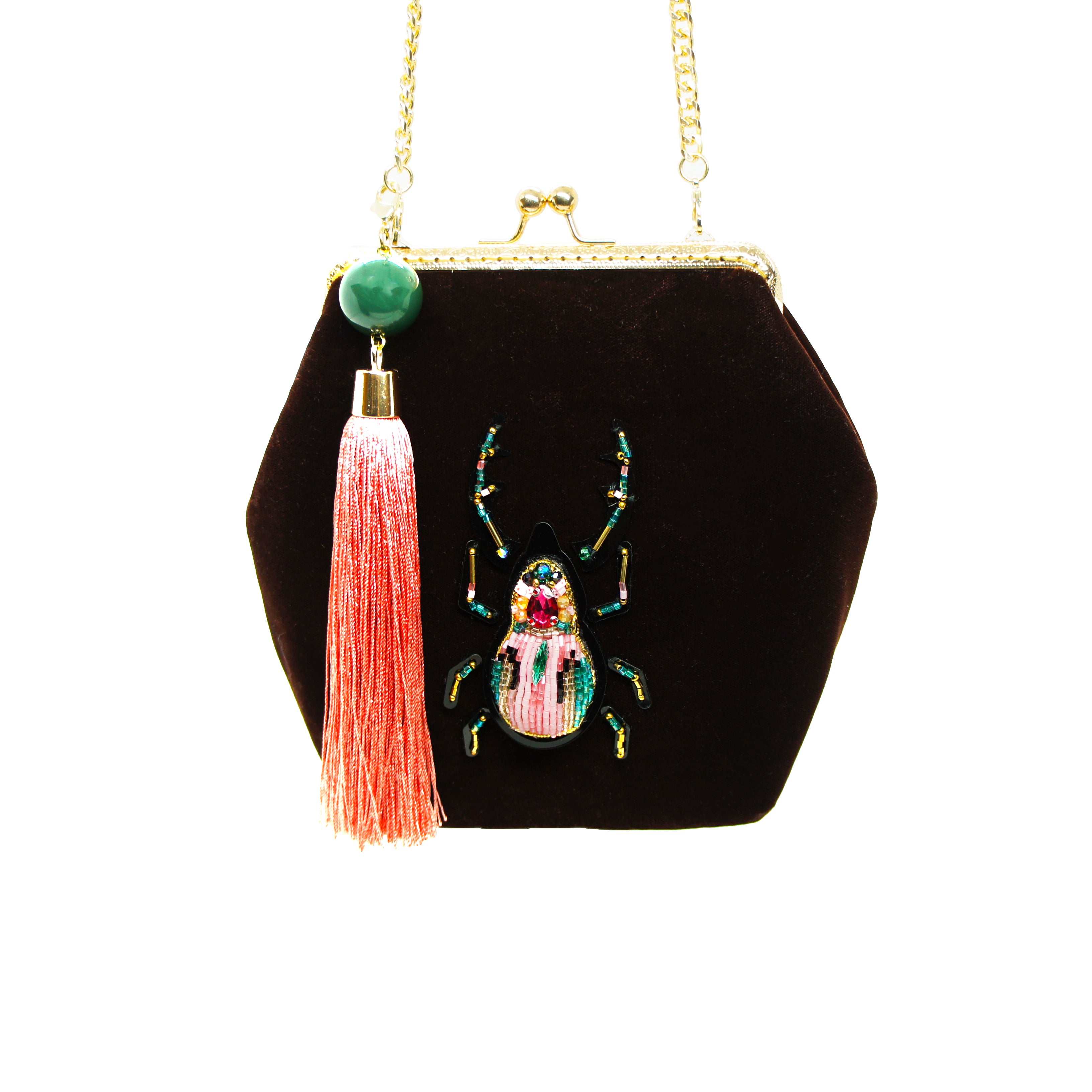 BROWN VELVET BEETLE BAG