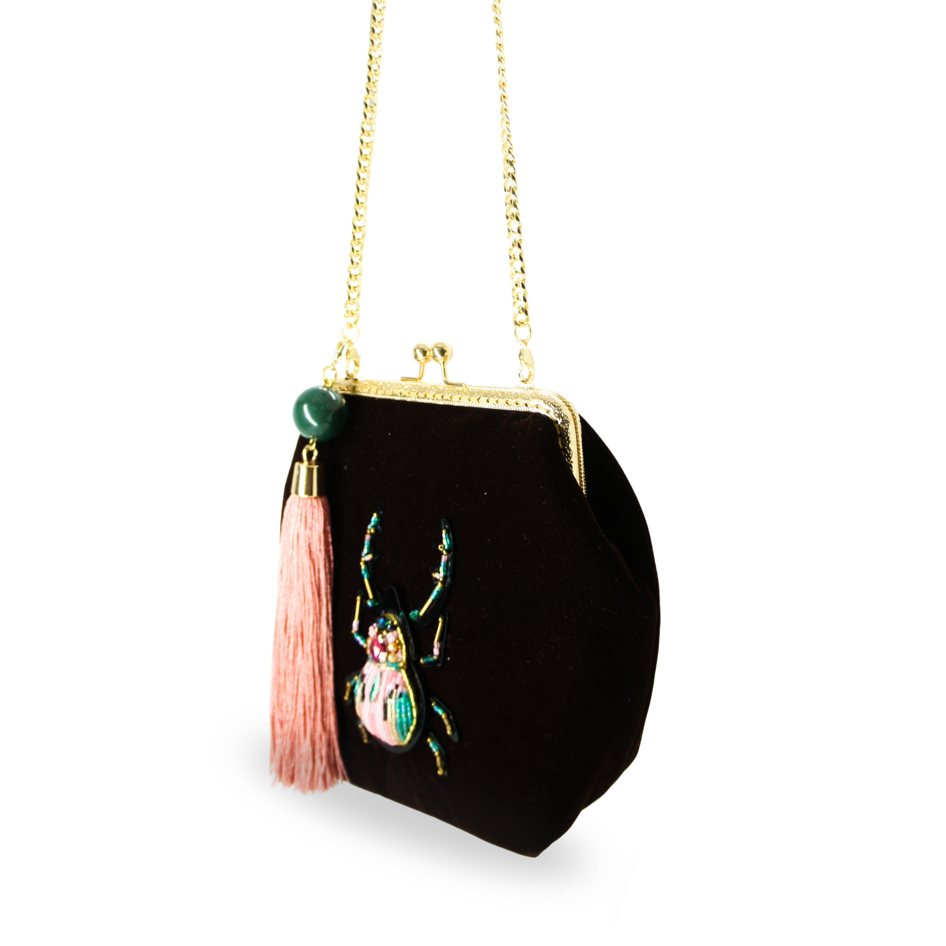 BROWN VELVET BEETLE BAG