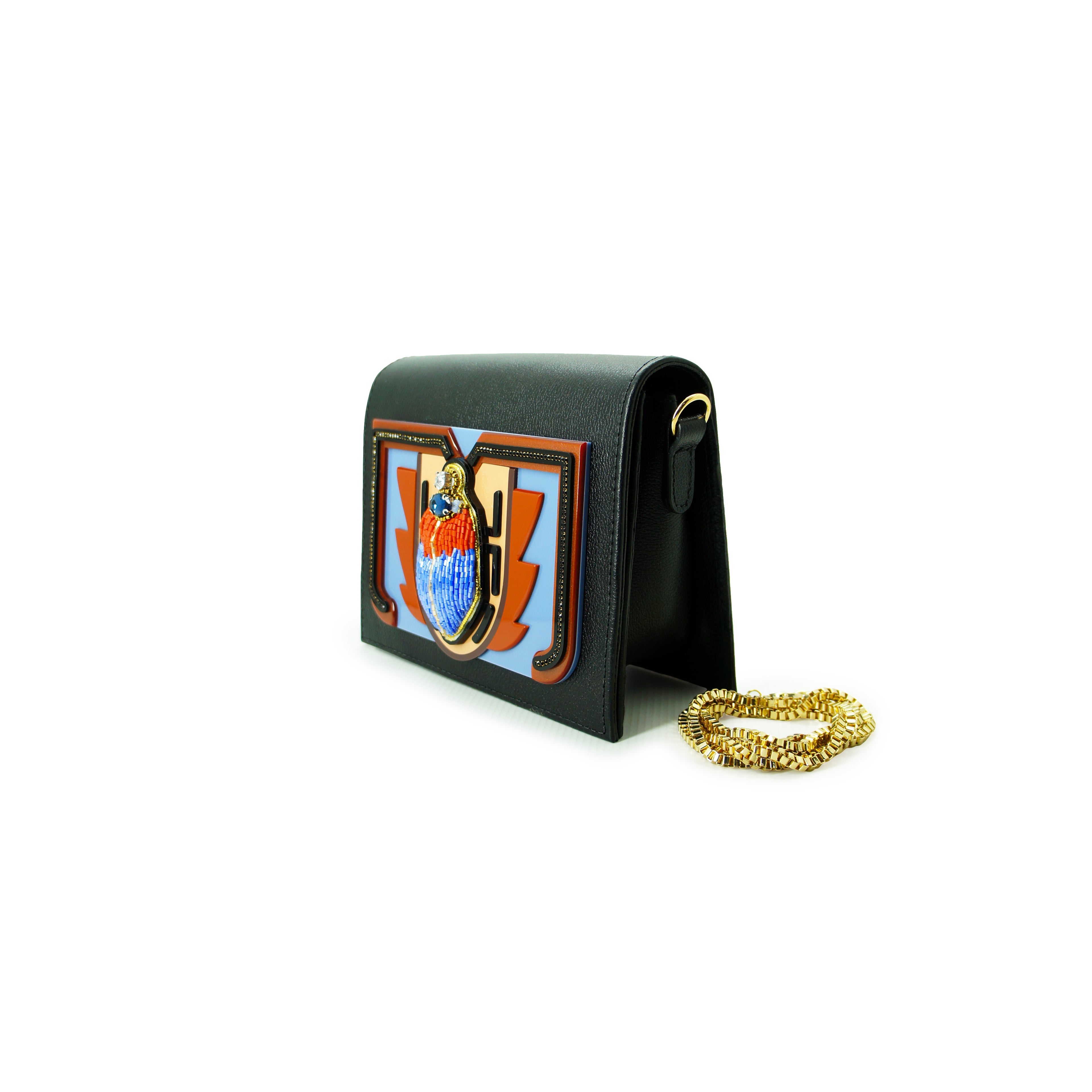 SCARAB EMBROIDERED LEATHER BAG