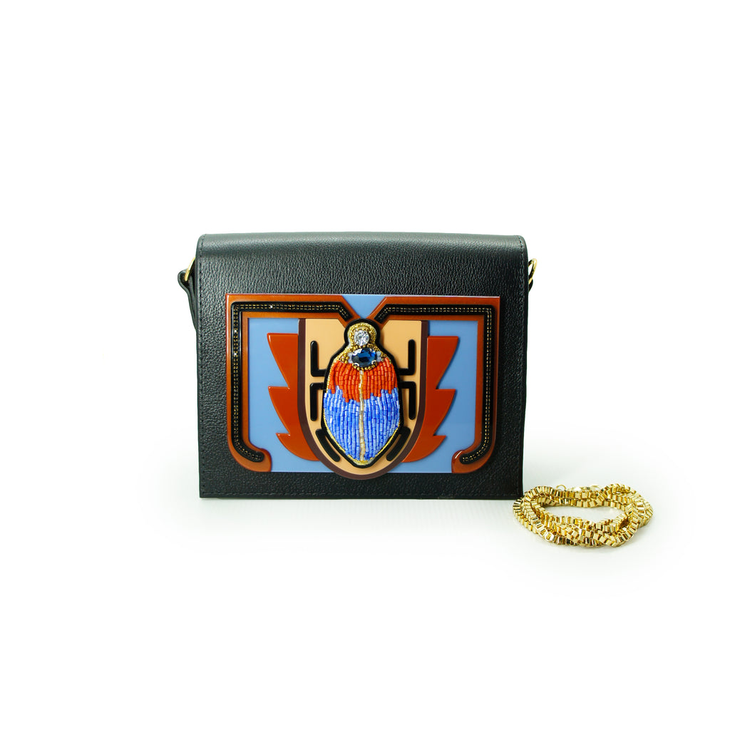 SCARAB EMBROIDERED LEATHER BAG