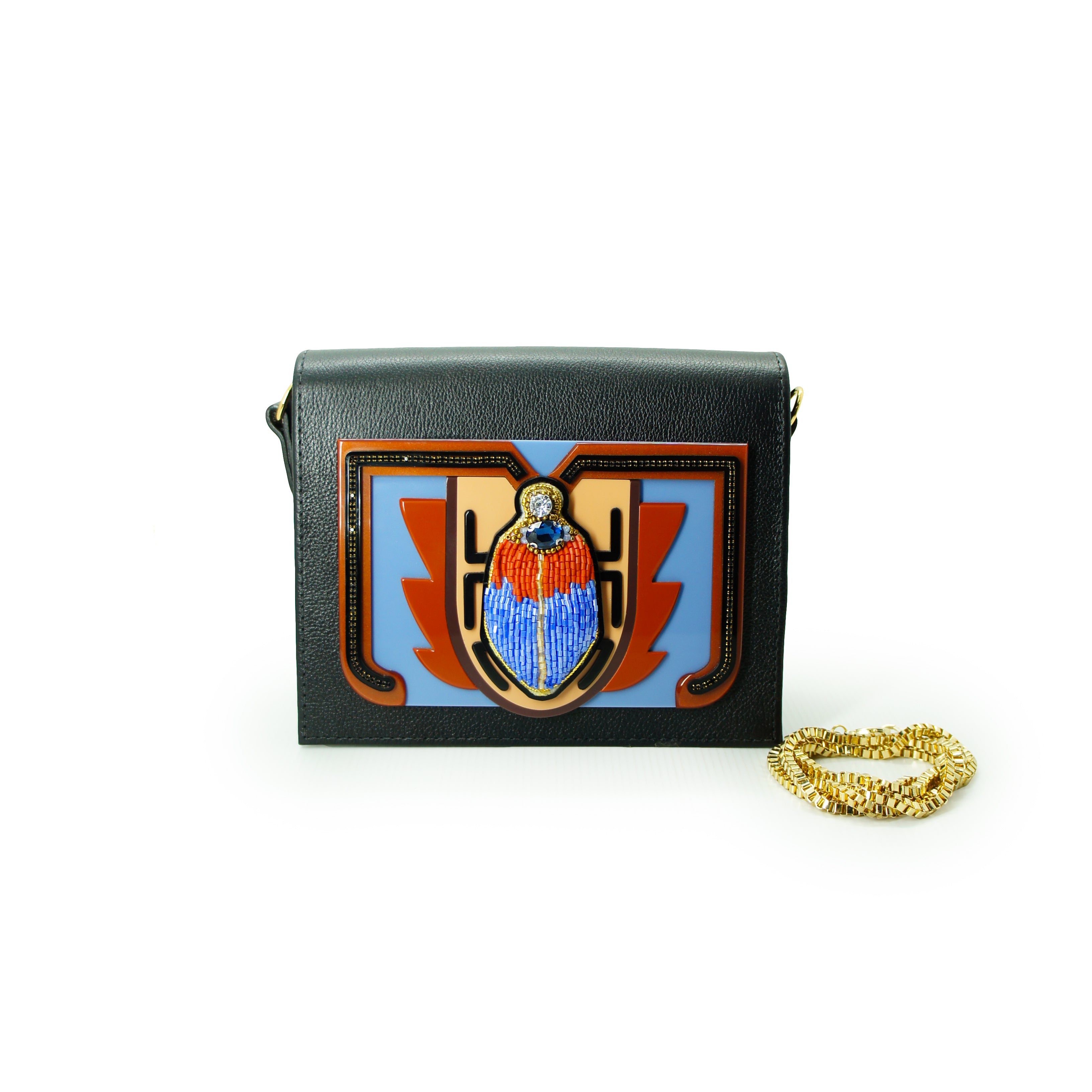 SCARAB EMBROIDERED LEATHER BAG