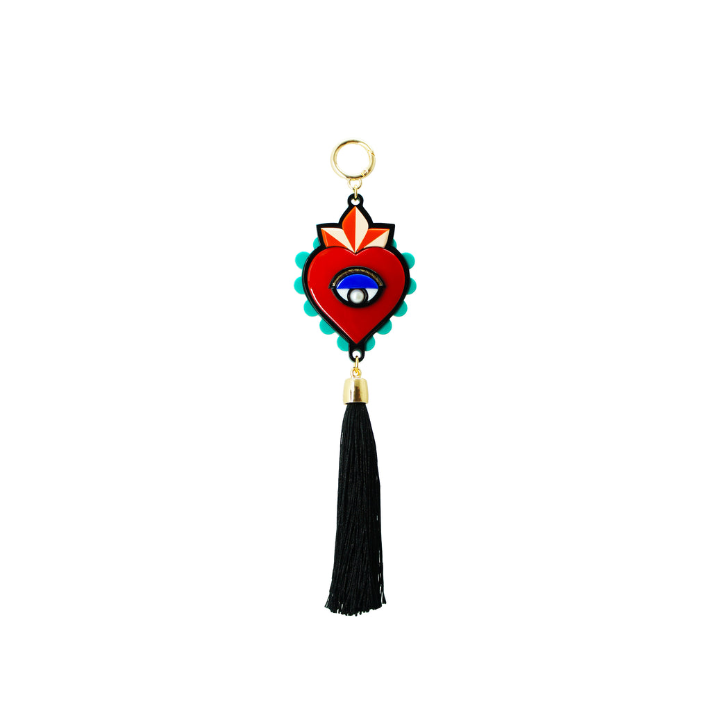 HEART FLAME KEYCHAIN RED