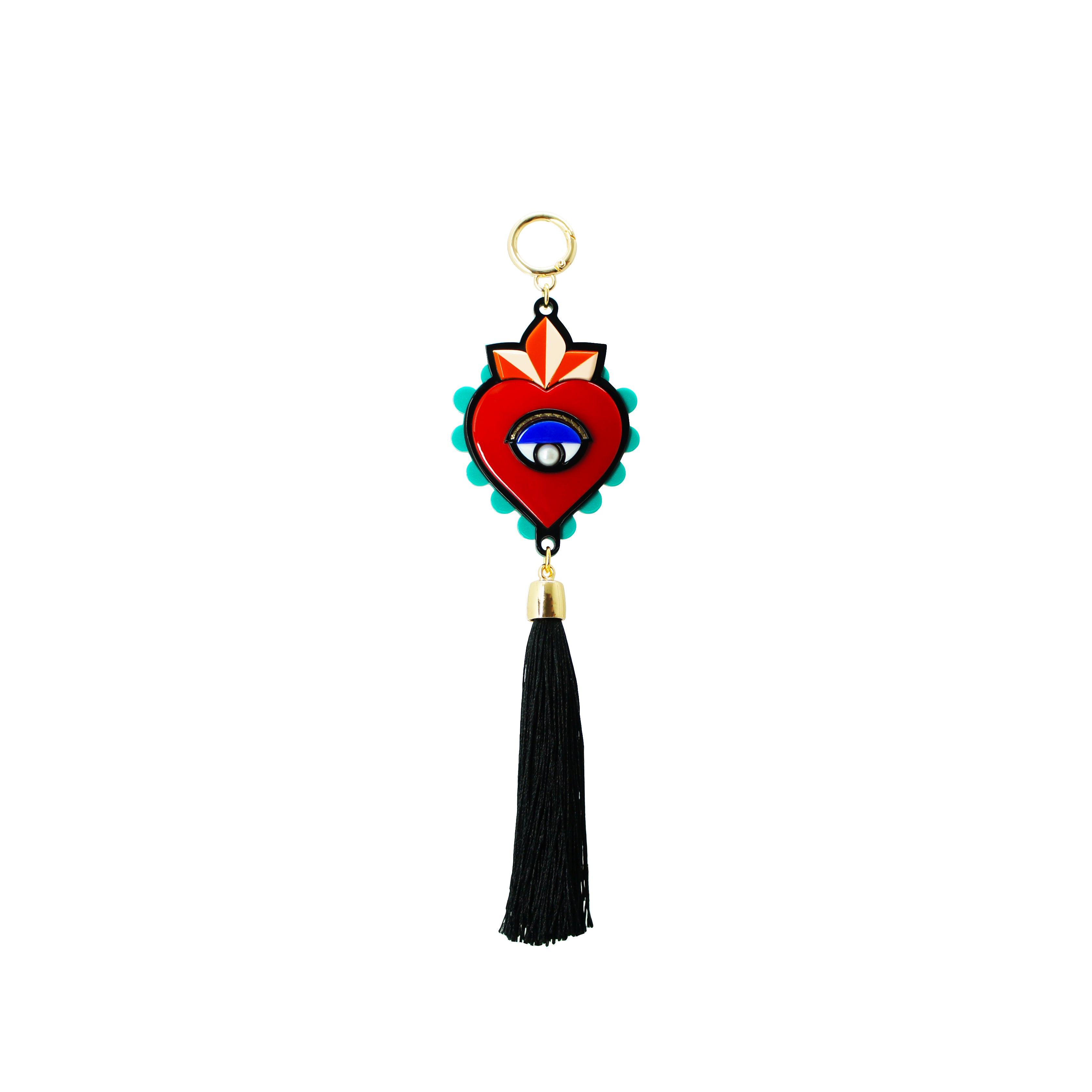 HEART FLAME KEYCHAIN RED