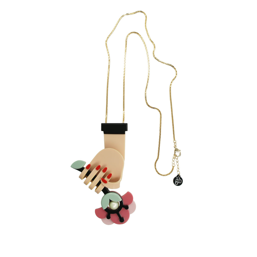 LONG NECKLACE HAND AND FLOWER