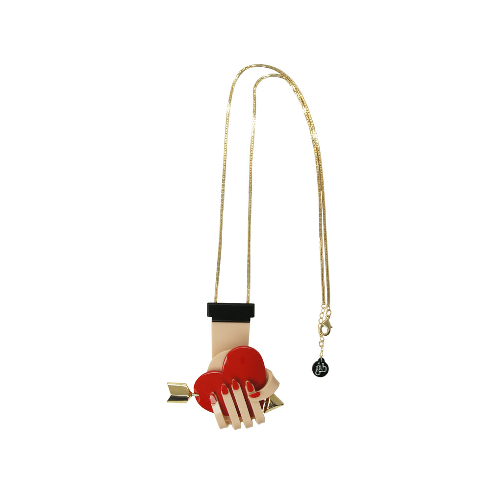 Long Hand and Heart Necklace