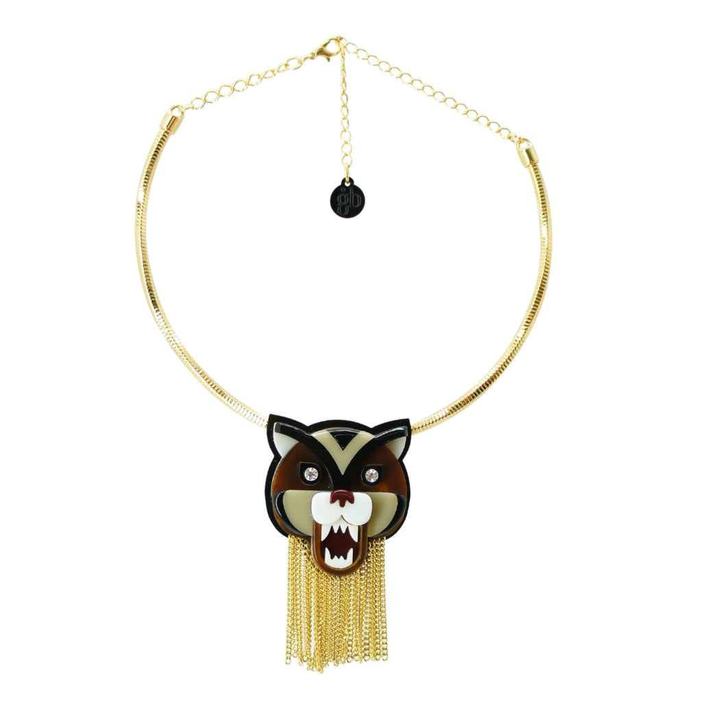 TIGER GRANITE CARAMEL BROOCH NECKLACE