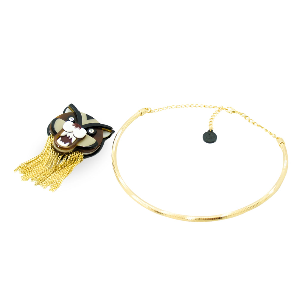 TIGER GRANITE CARAMEL BROOCH NECKLACE
