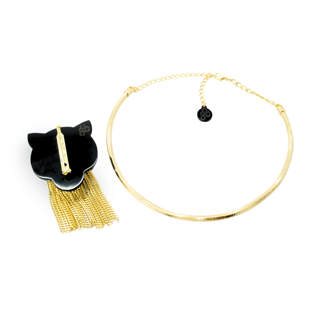 TIGER GRANITE CARAMEL BROOCH NECKLACE