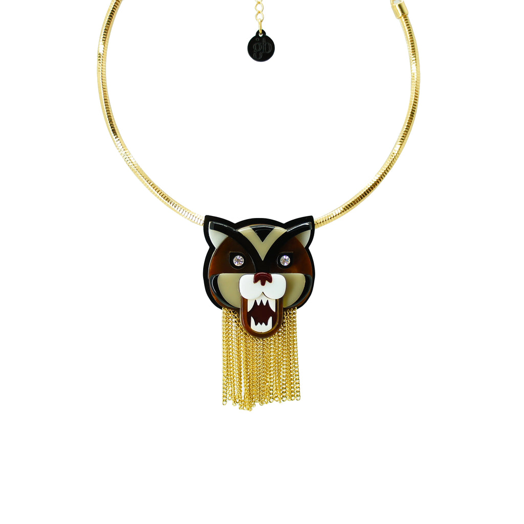 TIGER GRANITE CARAMEL BROOCH NECKLACE