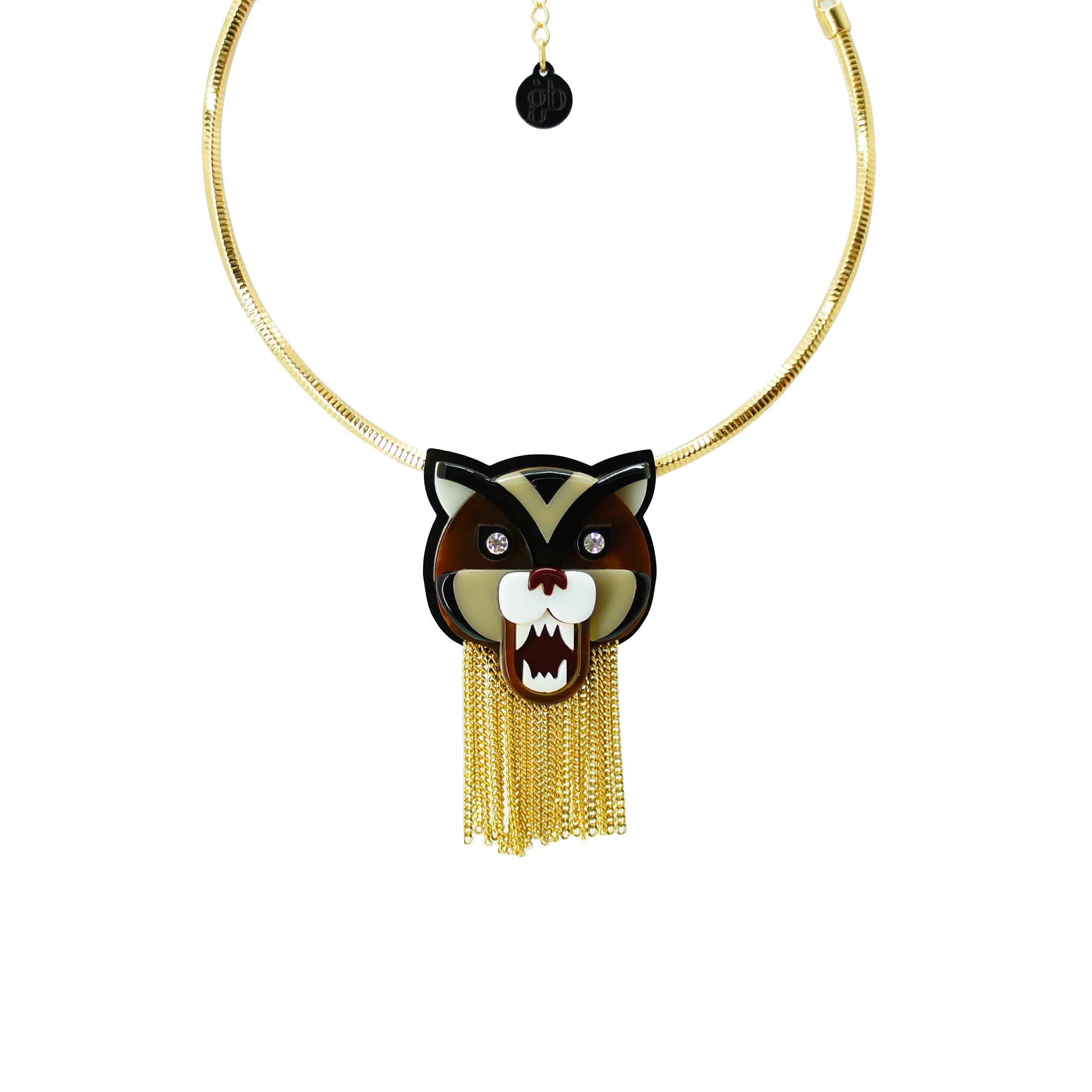 COLAR BROCHE TIGRE CARAMELO GRANITO