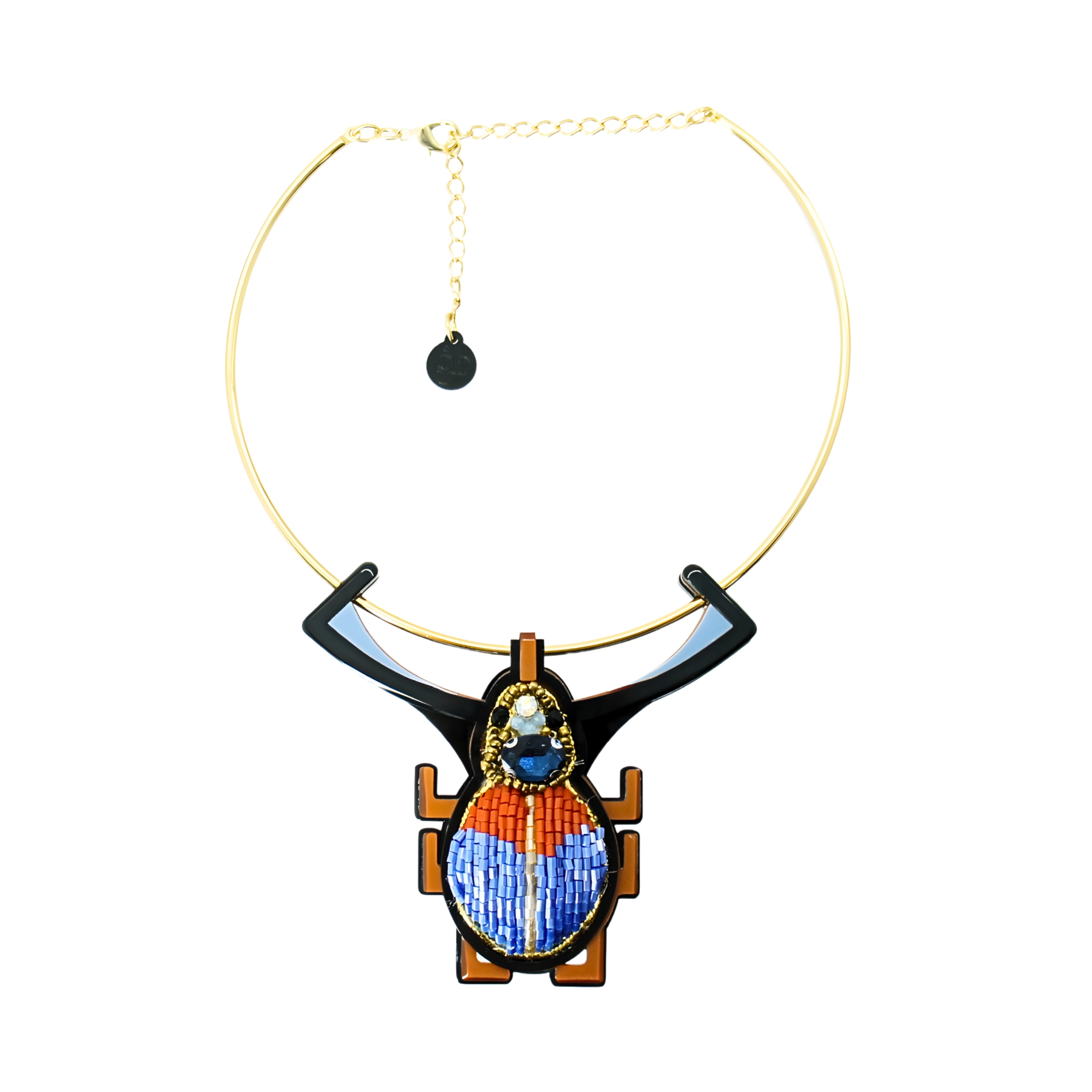 EMBROIDERED SCARAB NECKLACE