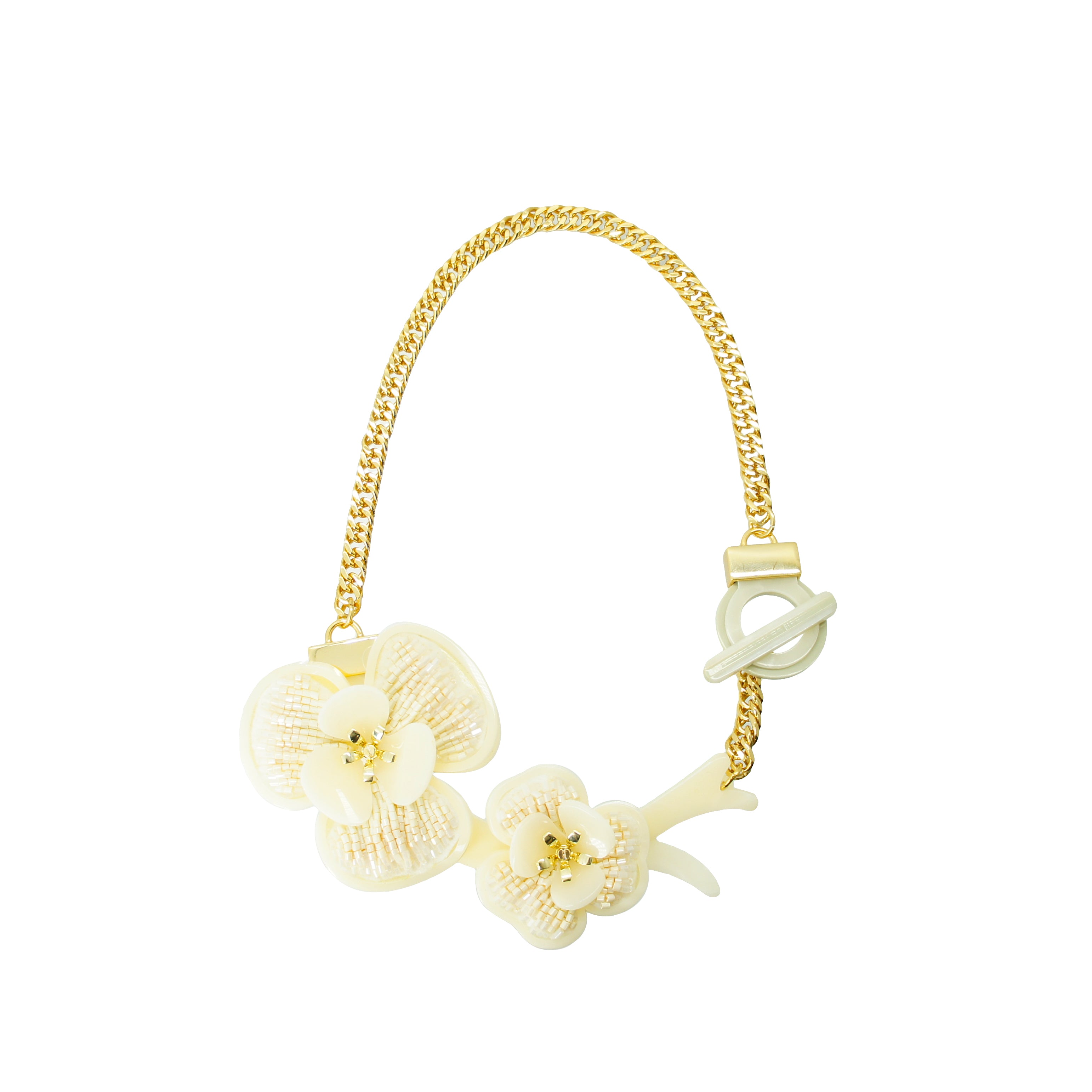 EMBROIDERED FLOWERS NECKLACE