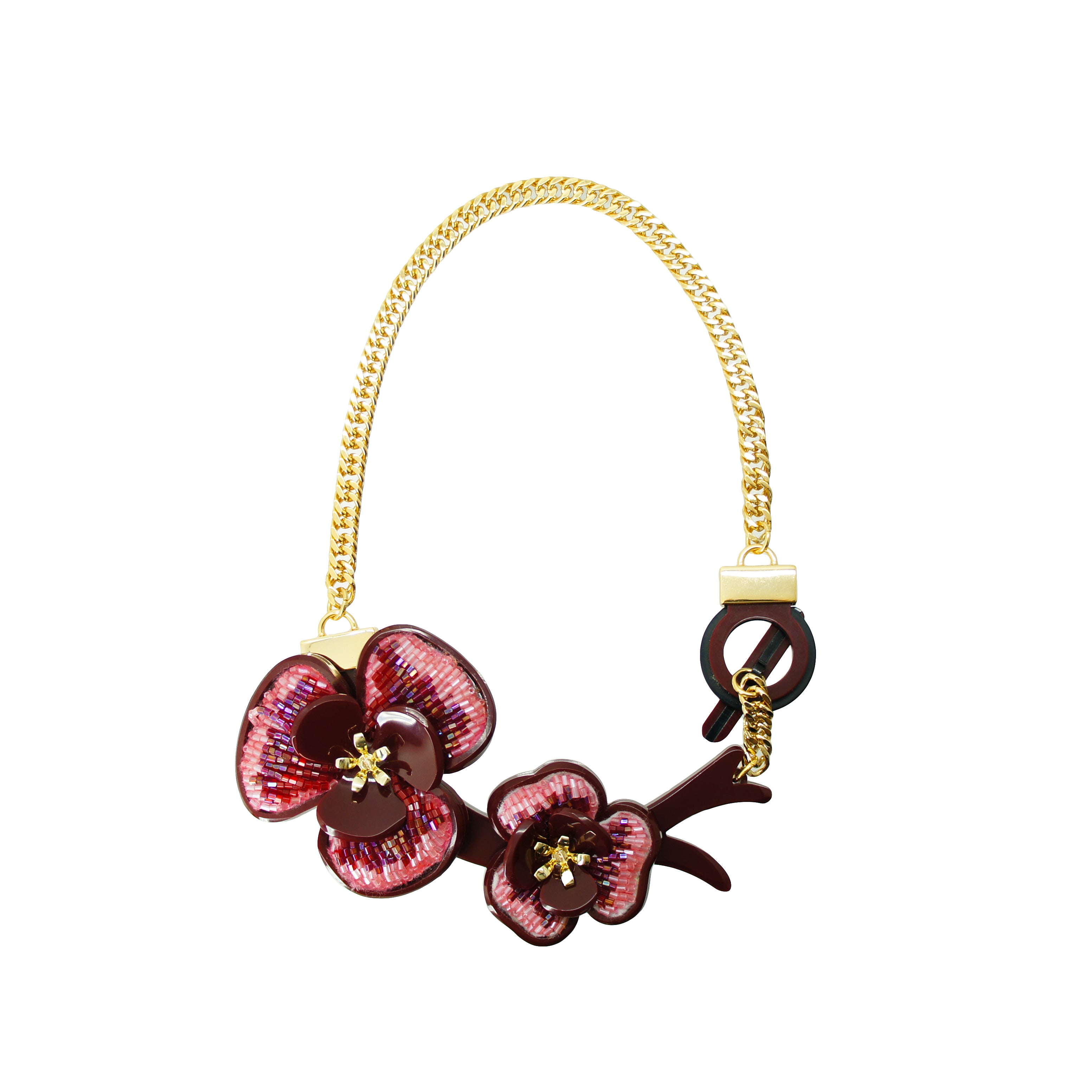 EMBROIDERED FLOWERS NECKLACE