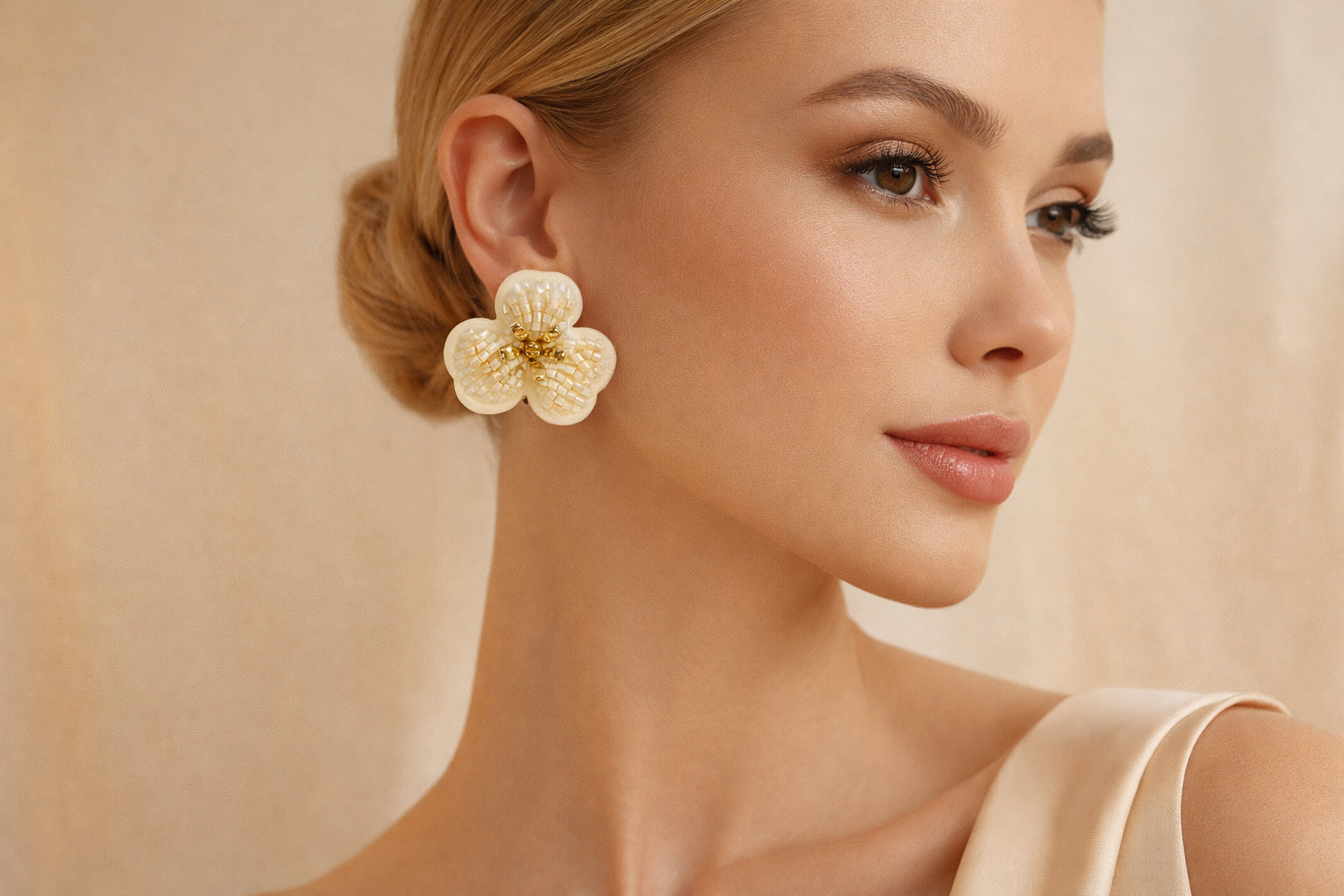 EMBROIDERED FLOWER EARRING