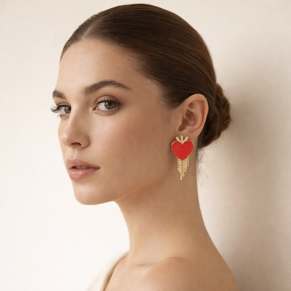 HEART FRINGE EARRING P