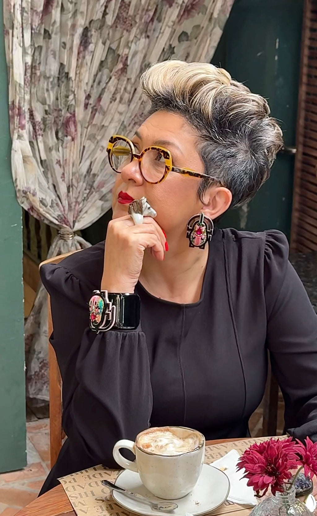 EMBROIDERED SCARAB EARRING