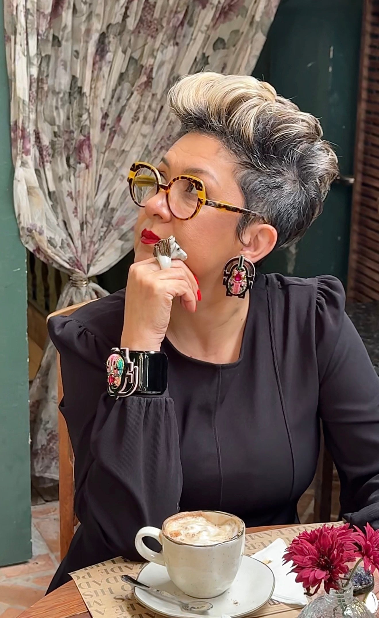 EMBROIDERED SCARAB EARRING