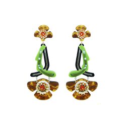 Handmade Acrylic Earring L Wild Flower Caramel