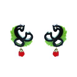 Handmade Acrylic Hoops Earring Willd Flower Cherry