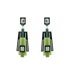 Handmade Acrylic Earring Mandi / Green