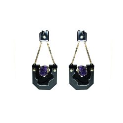 Handmade Acrylic Earring Relief Pendant/ Black
