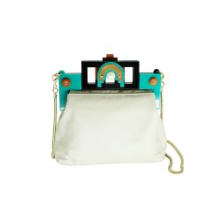 CLUTCH MAYA BEIGE / TURQUOISE GREEN