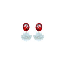 EARRING SHELL AND PEARL / RED