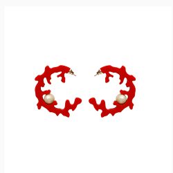 EARRING HOOPS CORAL PEARL