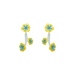 Handmade Acrylic Earring Branch Daisies